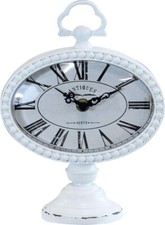 DecHome Orologio Da Appoggio in Vetro e Acciaio cm 16,5x8,5x22,5 h Bianco