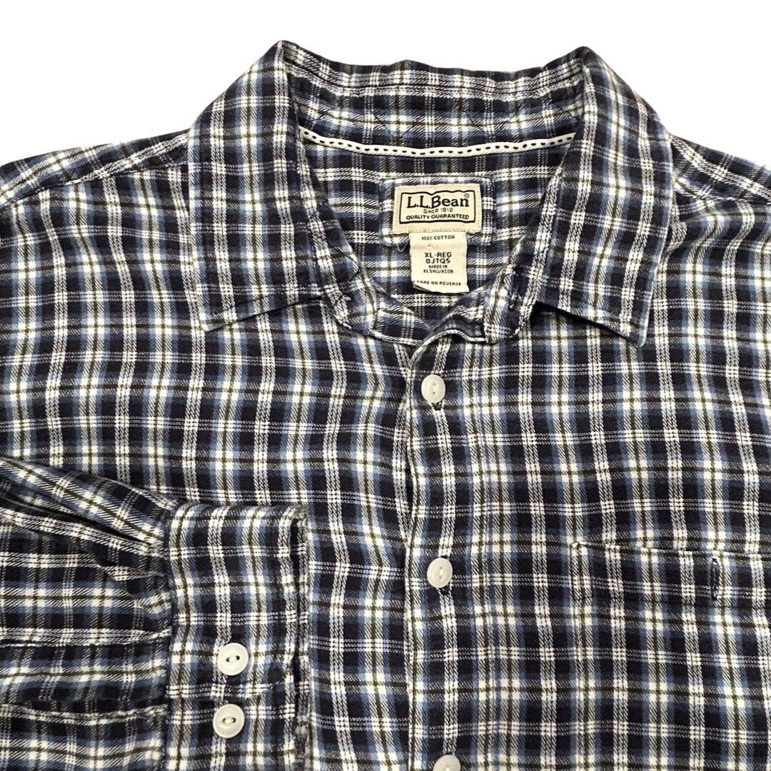 Men's XL Blue Green Plaid Flannel Button-Up Shirt by LL Bean for Outdoor Lumberjack Style
