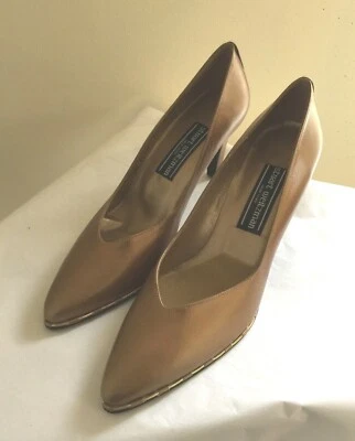 Neuf Stuart Weitzman Wow Cuir Or W / Tissé Cordage @ Base & Talon Sz 8 M - Photo 1/4