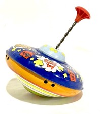 Antique Ohio Art Tin Litho Metal Spinning Top JUMBO Size Sleepy Teddy Top