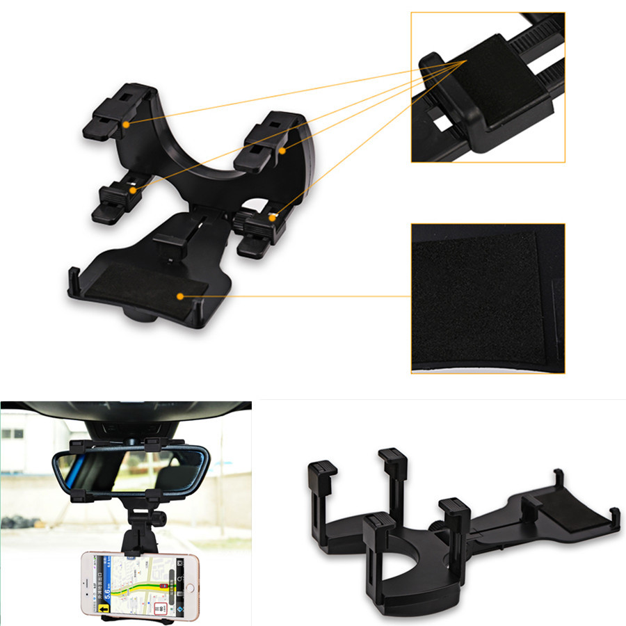 1Pcs Car Auto Rear View Mirror Mount Cell Phone Holder Bracket Adjustable Stand