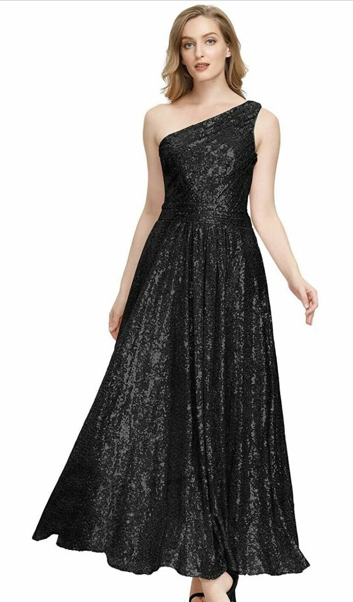Kate Kasin Women Sequin Bridesmaid Evening Prom Formal Dress One Shoulder NWT