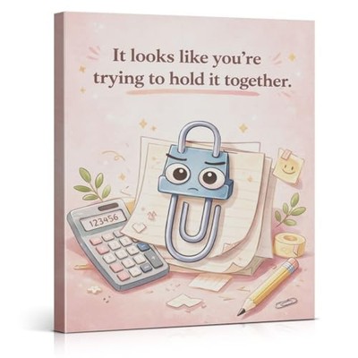 Funny Clip Office Canvas Wall Art Retro 90s Computer Print Painting Pink Clippy