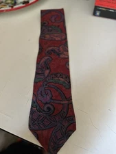 Christain Dior Monsieur Burgundy Multicolor Paisley Silk Men's Neck Tie