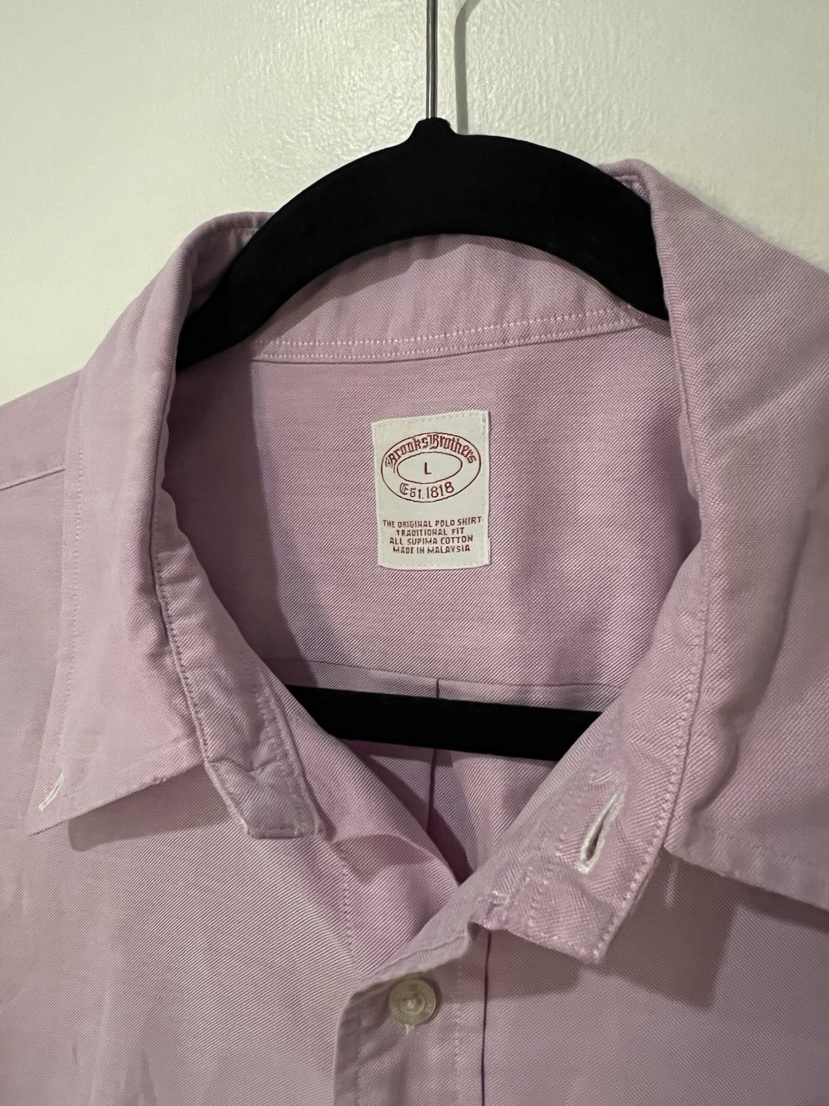 Brooks Brothers Dress Shirt Supima Cotton Mens Size Large Pink Lilac thumbnail 3
