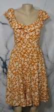 OLD NAVY Dark Apricot White Floral Print Sleeveless Dress Small Ruffle Trim