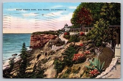 Point Fermin Park Lighthouse San Pedro California Vintage Postcard 1935