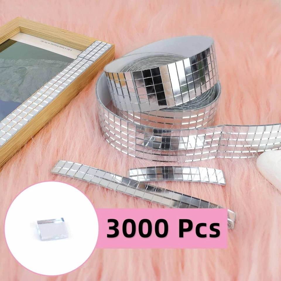 3000 Pieces 5Mm X 5Mm Disco Mirror Mosaic Glass Tiles for DIY Craft Decoration - Image 2 of 4