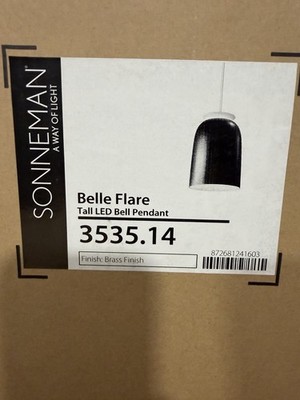 SONNEMAN Belle Flare LED Bell Pendant Light, Brass Finish, 3535.14