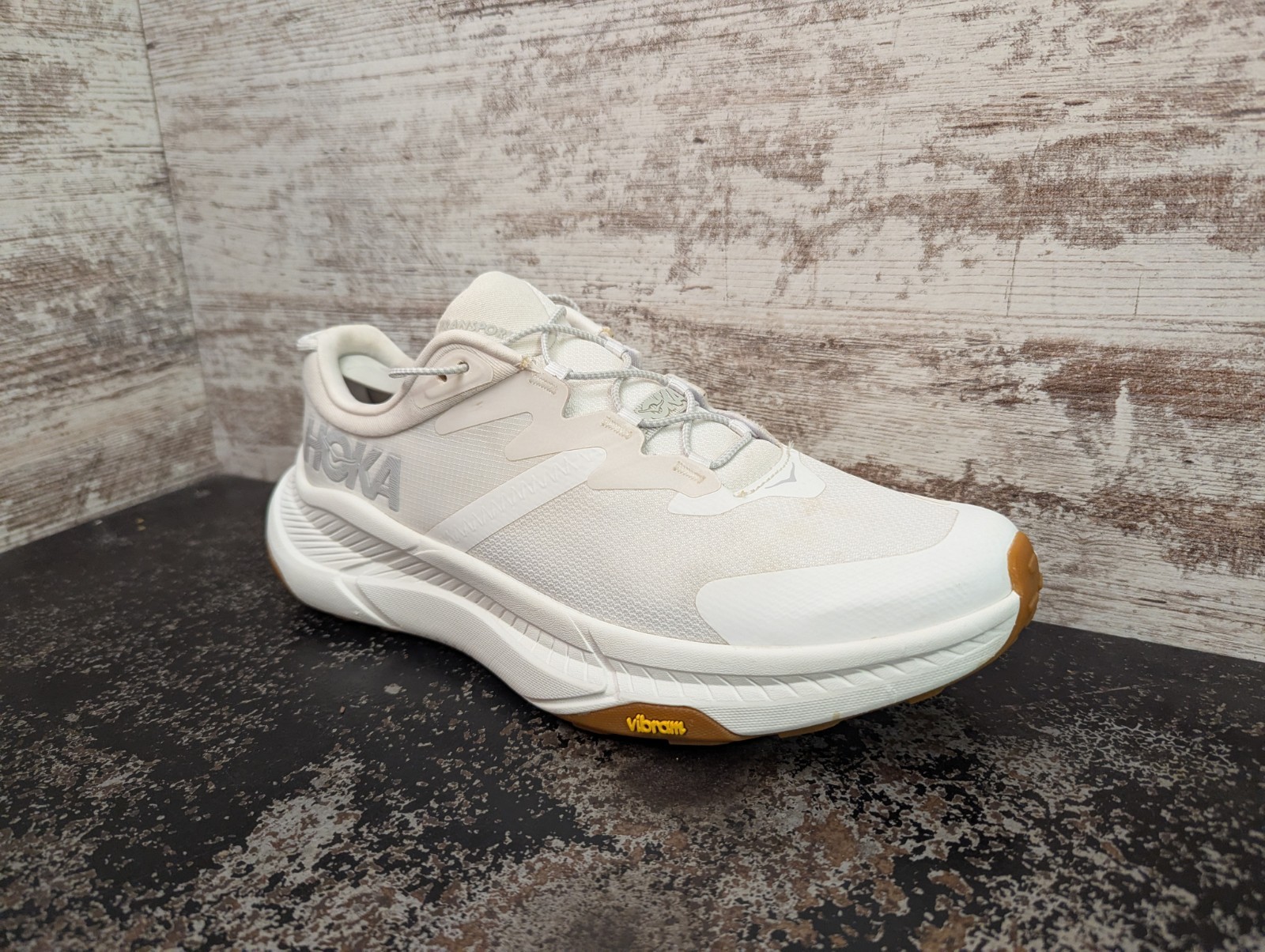 Womens Hoka One One Transport Athletic Shoes Sz 11 Used White Mesh Vibram thumbnail 3