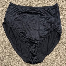 Vanity Fair Black Silky Satin Stretch Panties Briefs 2XL High Waist B29