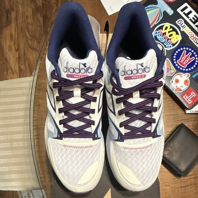 Diadora Mythos 8 Vortice Running Sneakers Low Top Lace Up Nylon White Navy