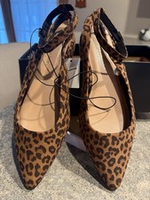 Ophelia Roe Women's Sz. 8M Brown Cheetah Print Slingback 1” Heel Ankle Strap NiB
