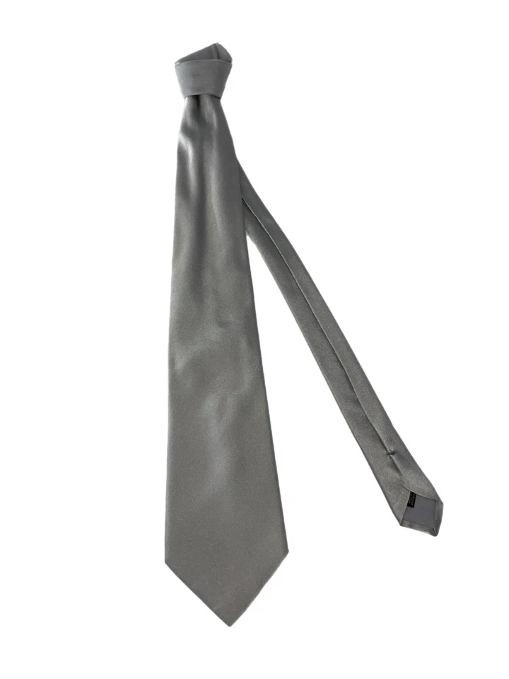 Corbata Saks Fifth Avenue Gris Satén Seda 4”W x 58”L Hecha en Italia YGI S5-25 Foto 2 de 4