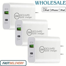 20W Dual Port Fast Charging Block USB A Brick USB C Charger Plug for iPhone Lot