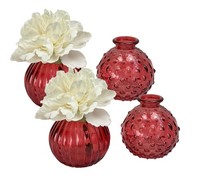"Glasvase \"Jive\", Vase Rot, H: 8,5 Cm (4Er Set) - Vasen, Blumenvase, Tischdeko"