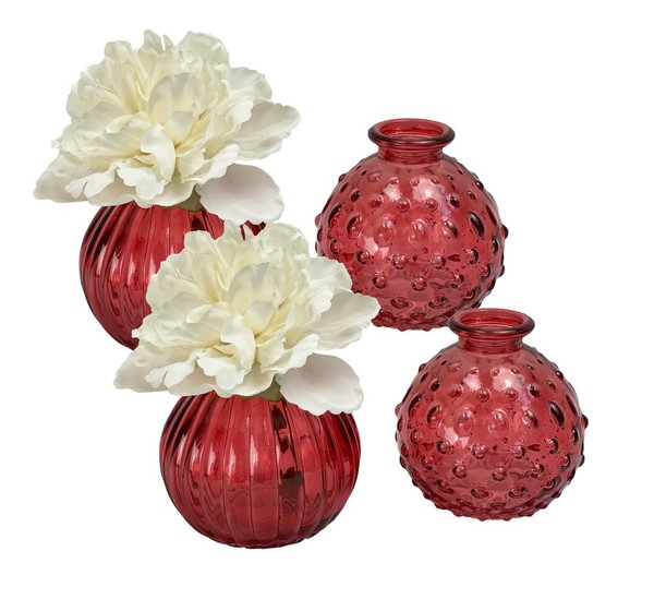 "Glasvase \"Jive\", Vase Rot, H: 8,5 Cm (4Er Set) - Vasen, Blumenvase, Tischdeko"-image