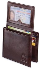 Top Grain Leather Wallet for Men, RFID Blocking Bifold Wallet with Coffee Brown