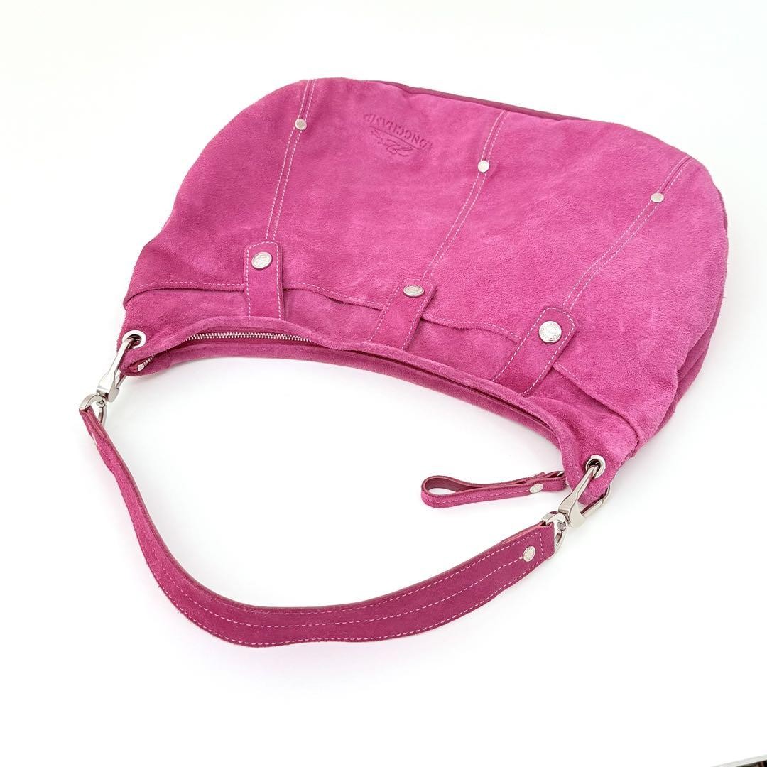 Longchamp Pink Suede Hobo Shoulder Bag 2005 28x40x3cm Used