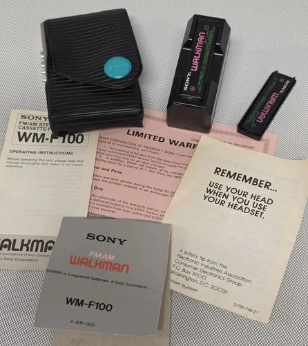 Vtg Sony Walkman WM-F100 Silver FM/AM Cassette Player WM-F100 II UNTESTED +More