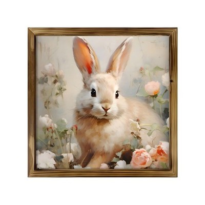 Vintage Lovely Easter Bunny Art Wooden Plaque Farmhouse Home Table Decoration