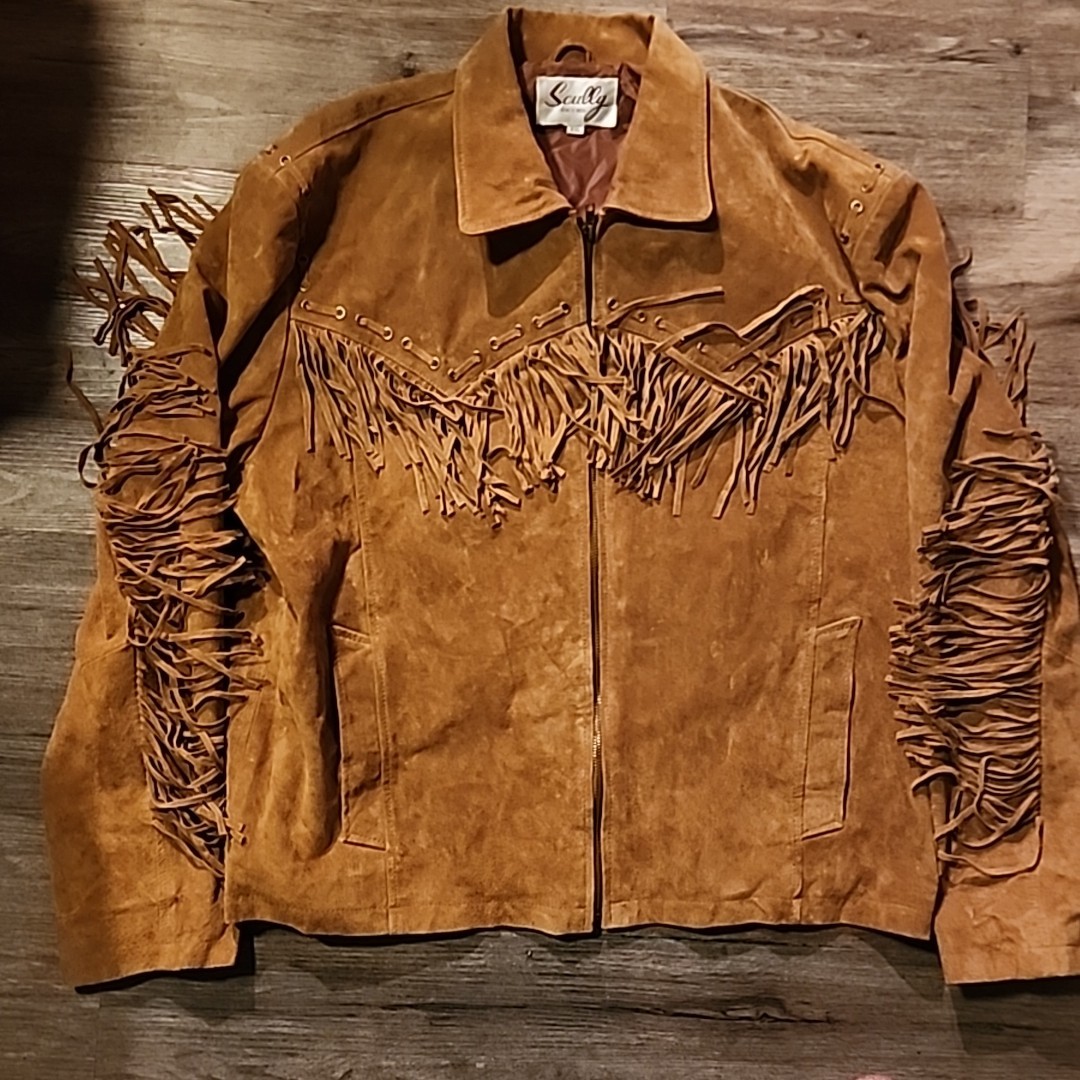 Vintage Scully Brown Suede Fringe Western Jacket Concho Boho