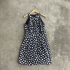 LOFT High Halter Neck Navy Blue & White Polka Dots Sleeveless Dress Size 6