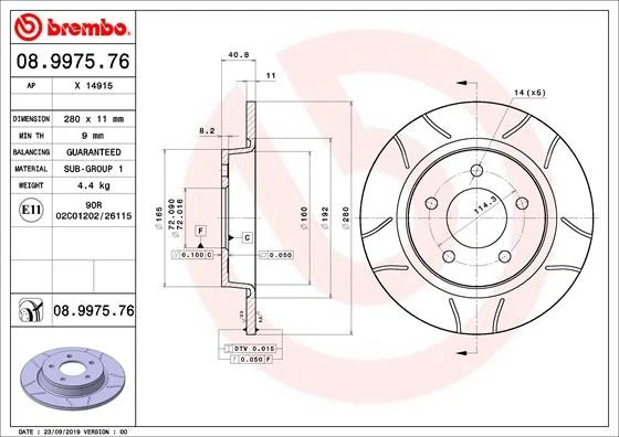 2x BRAKE DISC 08.9975.76 FOR MAZDA L3Y7/L3-VE/L3M6/L3YH/L3YT/L3YS 2.3L 4cyl - Image 2 of 4