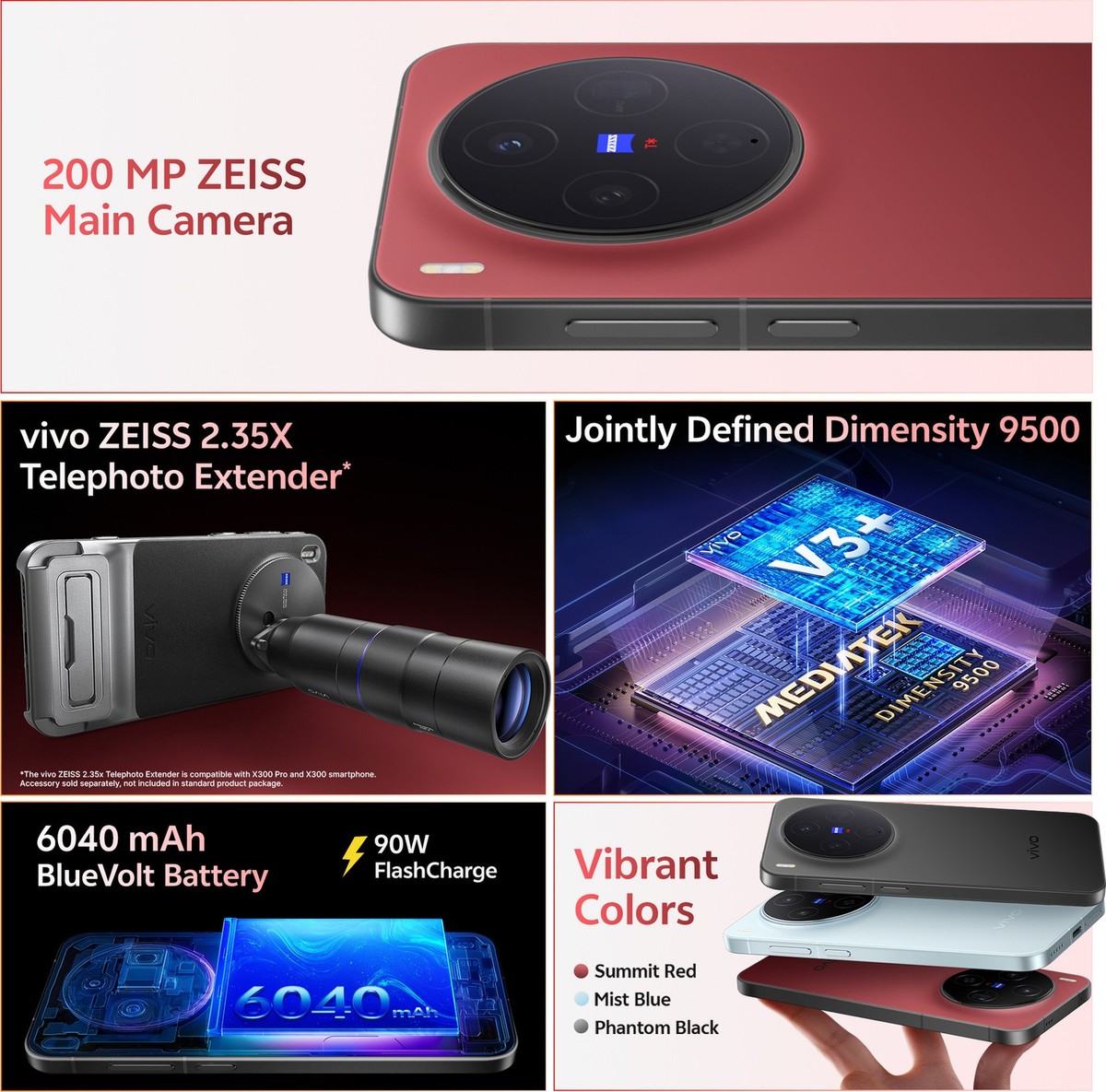 上品】 Vivo X300 グローバル版 12/512GB Summit Red Vivo X300 5G
