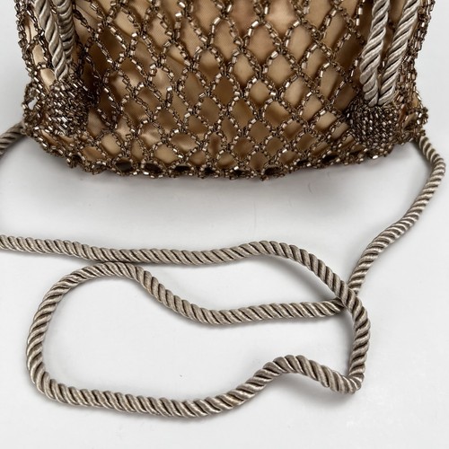 VTG SHARMARK Knot Knots Gold Beaded Mesh Crossbody Bag Evening Out Party Purse - Picture 6 of 24