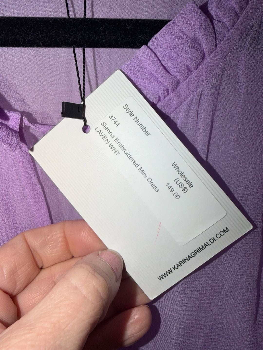 Karina Grimaldi Sienna Embroidered Mini Dress Lavender  XS NEW, photo 4