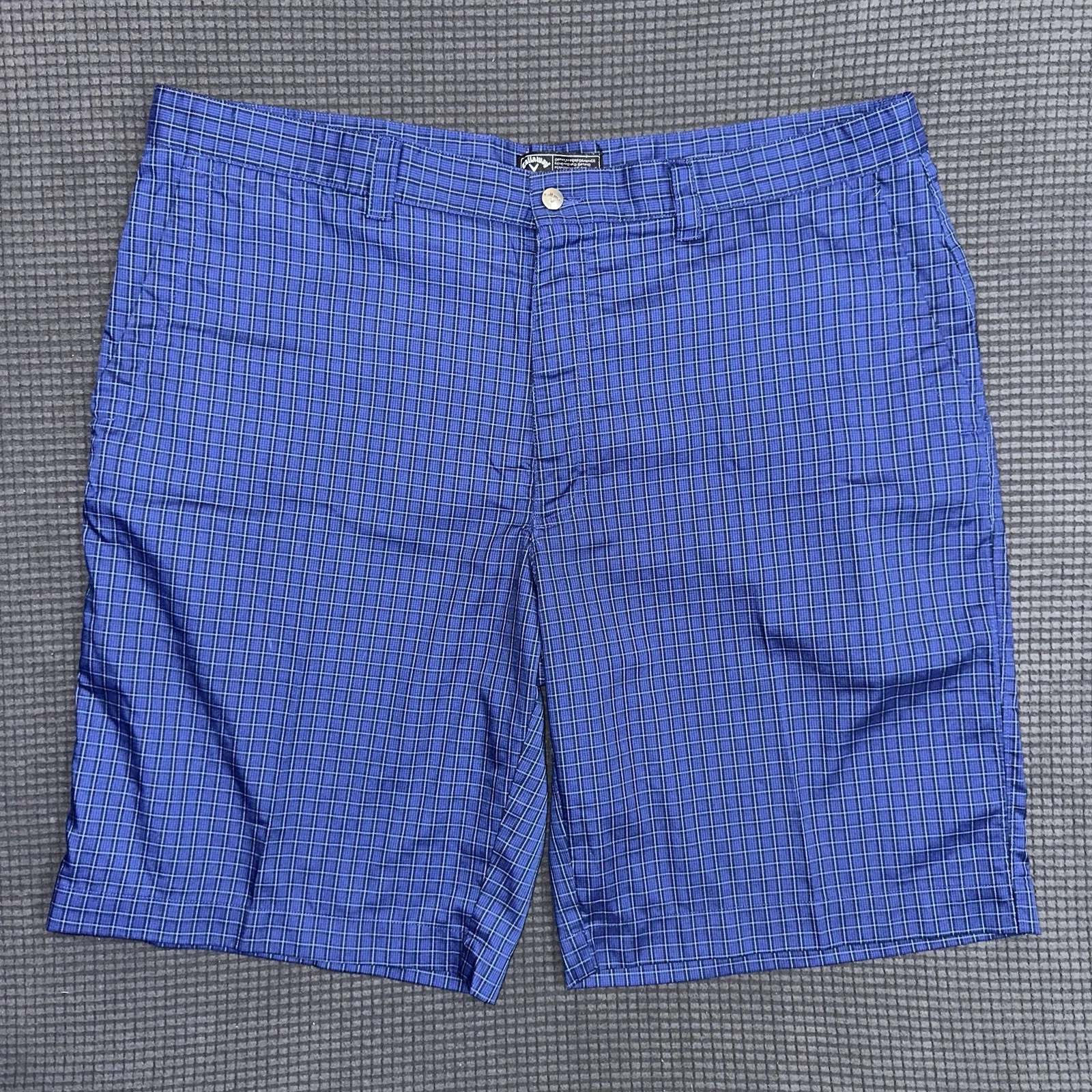 Callaway Golf Shorts Mens 38 Blue Plaid Stretch Performance Casual