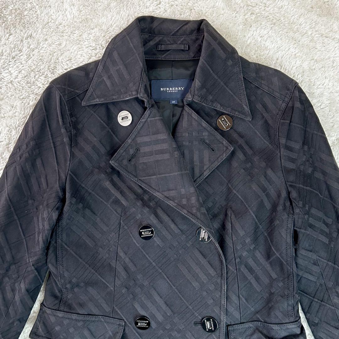 Burberry London Belted Short Coat Black Cotton Polyurethane