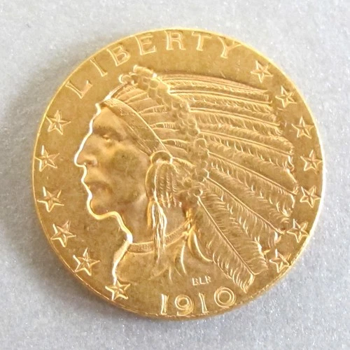 US 5 DOLLAR GOLD PIECE 1910 Indian Head - Half Eagle - Circulated COIN