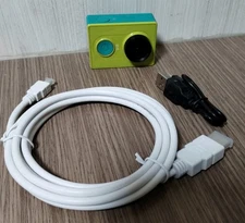 YI YDXJ01XY Action Camera, USB and HDMI Cables.