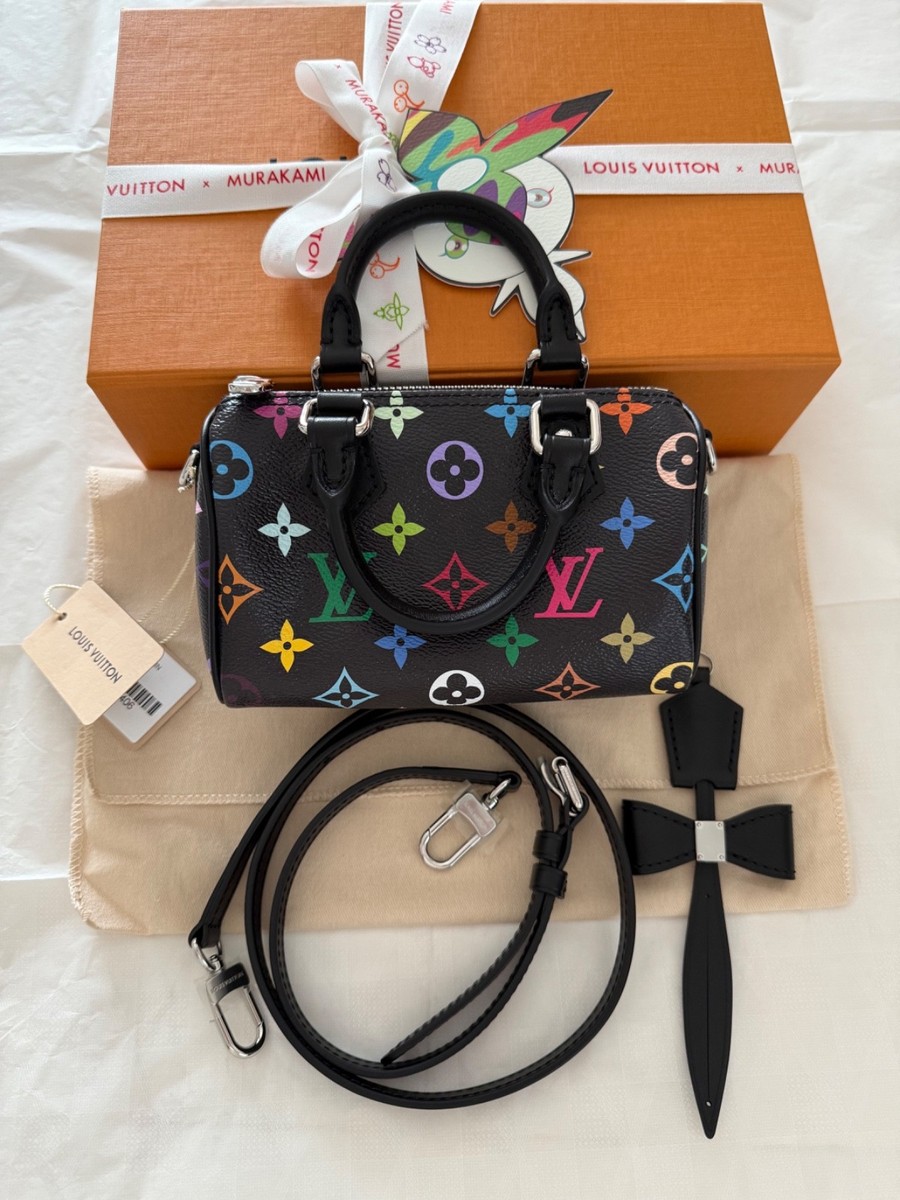 【LOUIS VUITTON】 Louis Vuitton Murakami Nano Speedy Black Multicolor RARE LV x TM