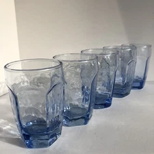Vtg Libbey 2488 Chivalry Light Blue Juice Glasses 6 Oz Textured 3.75" Set Of 5