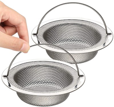 2 Stück Küchenspüle Sieb Edelstahl großes Spülensieb mit Lift Up