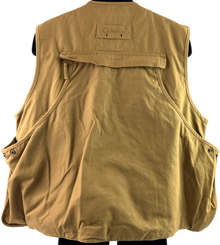 Cabela's Outdoor Gear Men' Large Brown Bird Hunting Canvas Vest Snap Button Zip - Picture 2 of 5