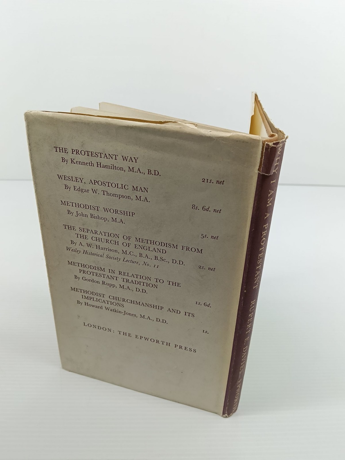 Why I Am a Protestant Rupert E. Davies Hardcover Epworth Press 1957 with DJ image 3
