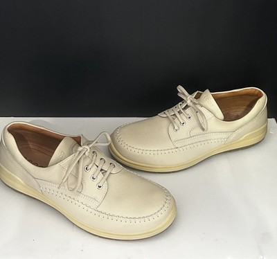 ECCO Seawalker Tie Beige Leather Casual Walking Shoes Men's EU 46 12 jk417