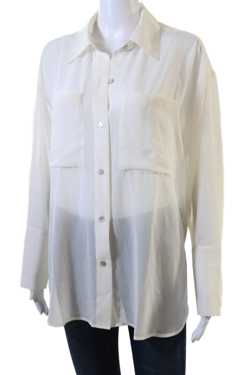 Pistola Womens Basic White Collared Button-Up Blo… - image 2