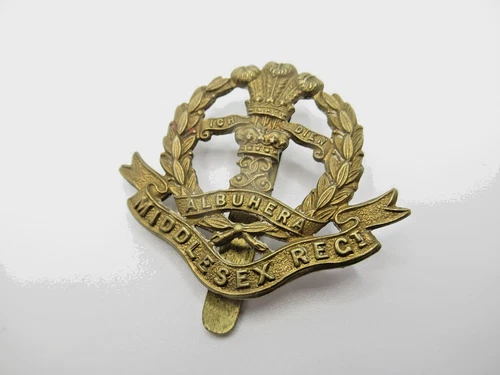 WW1 Middlesex Regiment Brass Economy Cap Badge