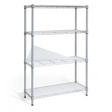 Grey 4-Tier Adjustable Height Welded Steel Garage Storage Shelving Unit with Lin