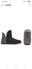 Rockport Women's Slippers Trutech Veda Black Grey Boot Size 8M Faux Fur Booties