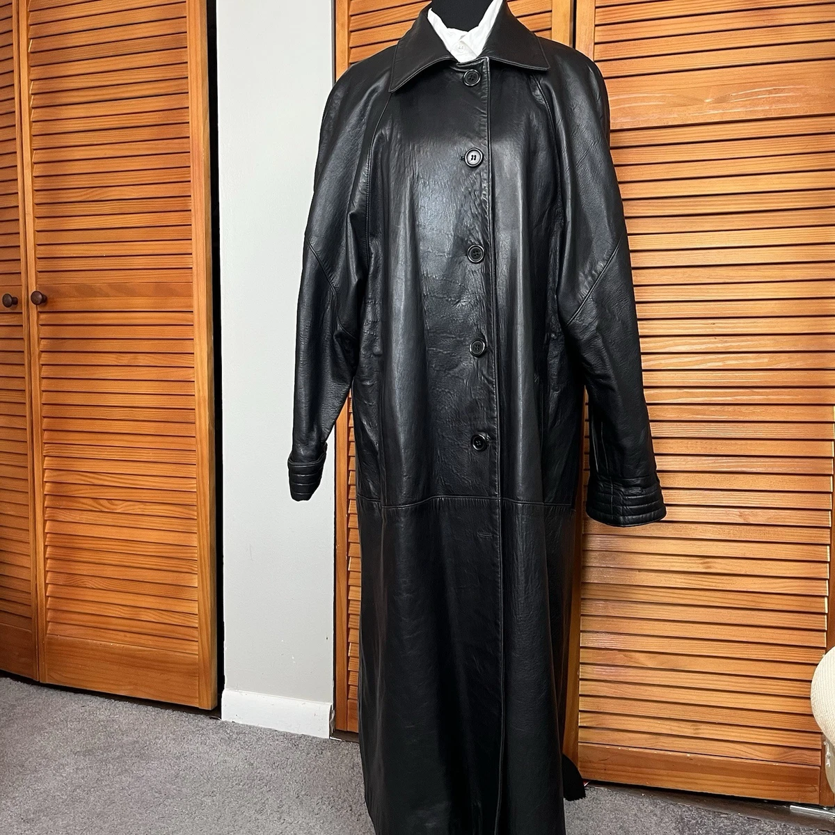 long black leather trench coat products for sale | eBay