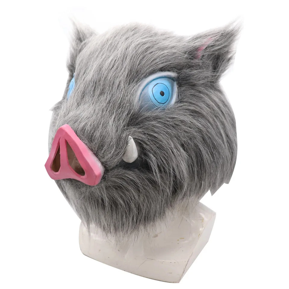 Mask Pig Head Mouth Latex Mask Ball Party Plush Pig Head Cover Halloween - Image 2 of 4