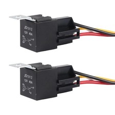 DIANN 2pcs Car Relay with Harness 12V 40A 4 Pin SPST Harness Sockets with Col...