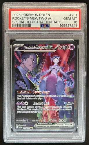 2025 Pokemon Destined Rivals Team Rocket's Mewtwo ex #231/182 PSA 10 GEM MINT