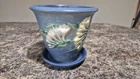 ROSEVILLE POTTERY U.S.A. 670-5 Freesia Blue Flower Pot with Saucer Excellent